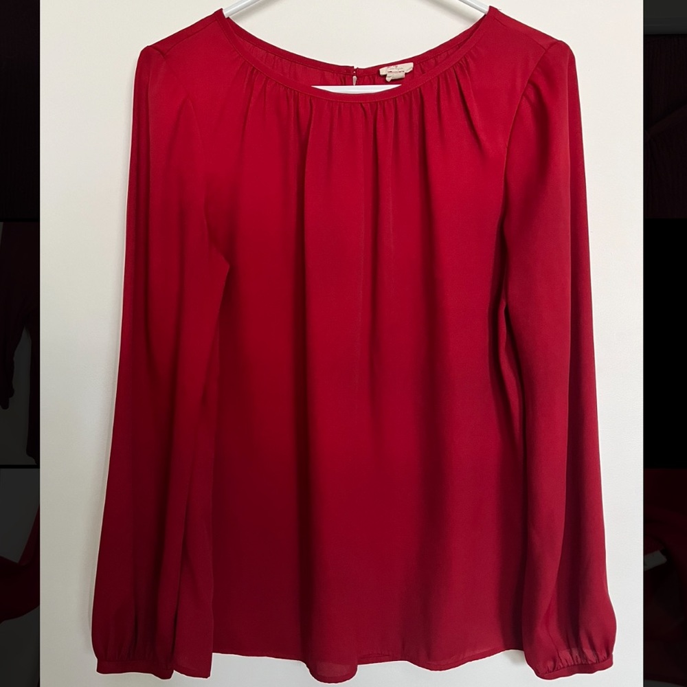 Loft Red Long Sleeved Blouse